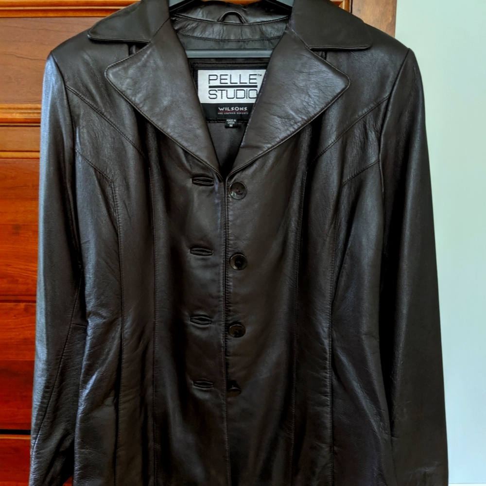 Wilsons Leather Jacket Medium Dark Brown